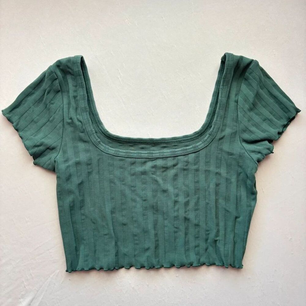 Offline by Aerie Green Crop Top Ribbed Small